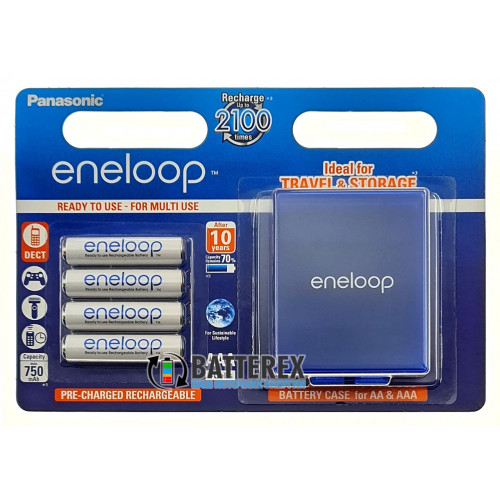 AAA Panasonic Eneloop 800 mah BK-4MCCE/C4BE - упаковка в блистере 4 аккумулятора + фирменный бокс Eneloop