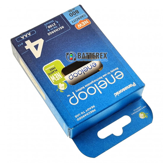 4 акумулятори AAA Panasonic Eneloop 800 mah BK-4MCDE 4BE EcoBox в картонній еко-упаковці