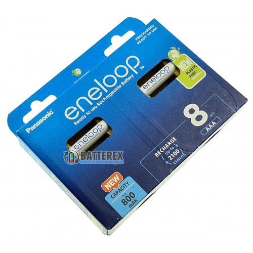 AAA Panasonic Eneloop 800 mah BK-4MCDE/8BE EcoBox - 8 шт в картонній еко-упаковці - 2021 рік