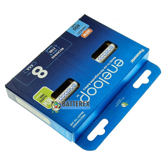8 акумуляторів AAA Panasonic Eneloop 800 mah BK-4MCDE 8BE EcoBox в картонній еко-упаковці