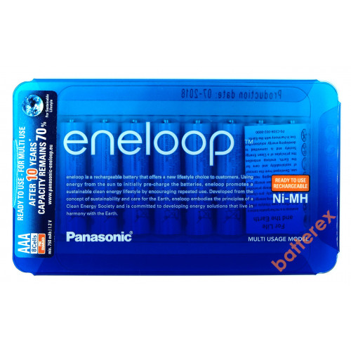 AAA Panasonic Eneloop 800 mah BK-4MCCE/8LE - 8 аккумуляторов в слайд-блистере Sliding Pack - 2021 год