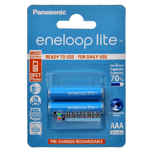 AAA Panasonic Eneloop Lite 600 mah BK-4LCCE/2BE  - 2 аккумулятора в блистере