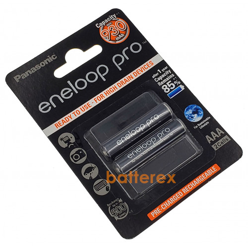 AAA Panasonic Eneloop Pro 980mah (min.930mah) BK-4HCDE/2BE - 2 шт. в картонном блистере - 2021 год