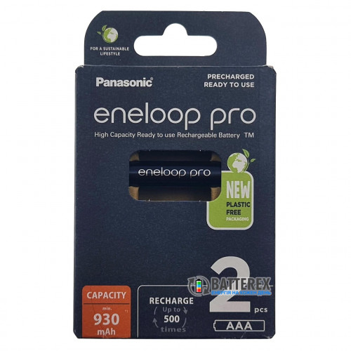 AAA Panasonic Eneloop Pro 980 mah BK-4HCDE/2BE EcoBox - 2 шт в картонній еко-упаковці - 2022 рік