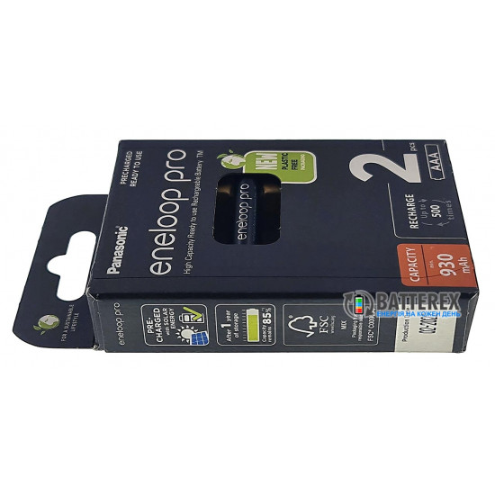 Акумулятори AAA Panasonic Eneloop Pro 980 mah BK-4HCDE - 2 шт. в картонній екологічній упаковці EcoBox - Оригінал-Японія