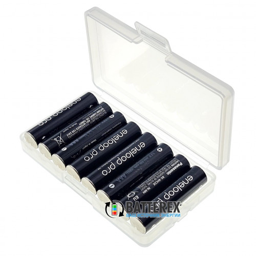 AAA Panasonic Eneloop Pro 980mah (min.930 mah) BK-4HCDE - 8 шт в пластиковом боксе Soshine