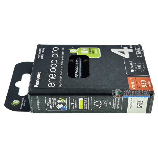 Акумулятори AAA Panasonic Eneloop Pro 980 mah BK-4HCDE 4 шт. в картонній екологічній упаковці EcoBox - Оригінал-Японія