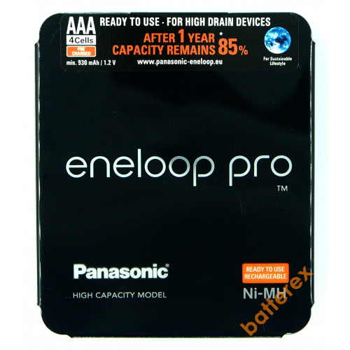 AAA Panasonic Eneloop Pro 980mah (min.930mah) BK-4HCDE/4LE - 4 аккумулятора в слайд-блистере Sliding Pack - 2021 год