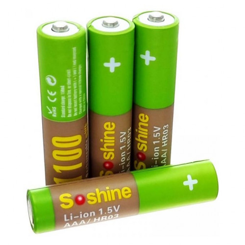 AAA Li-ion Soshine 1100mWh 1.5V - літієві ААА акумулятори 1.5В - 4 шт. в пластиковому боксі
