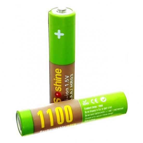 Акумулятори ААА літій-іонні 1.5V Soshine 1100mWh 730mah - поштучно від 1 шт.