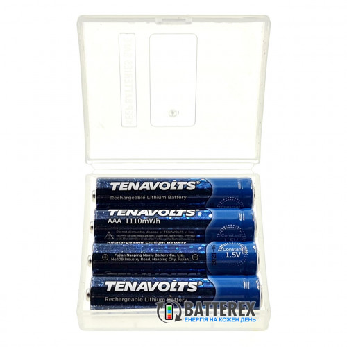 AAA Li-ion Tenavolts 1110mWh 740mah 1.5V - постійна напруга 1.5В - 4 шт. у пластиковому боксі
