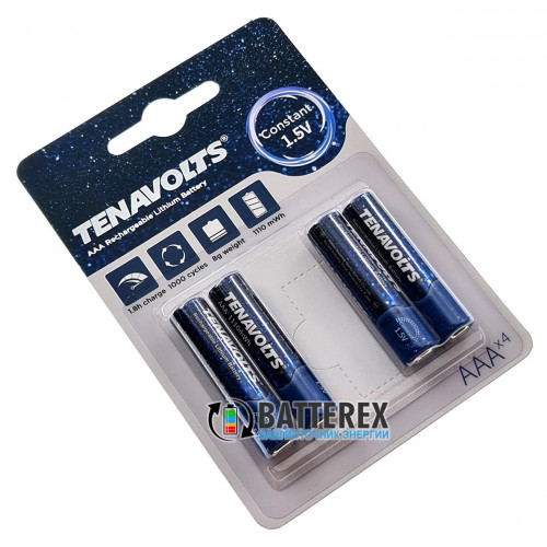 AAA Li-ion Tenavolts 1110mWh 740mah 1.5V - постійна напруга 1.5В - 4 шт. в блістері