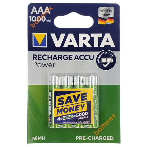 AAA Varta 1000 mah Ready-to-Use - 4 аккумулятора в блистере - оригинал