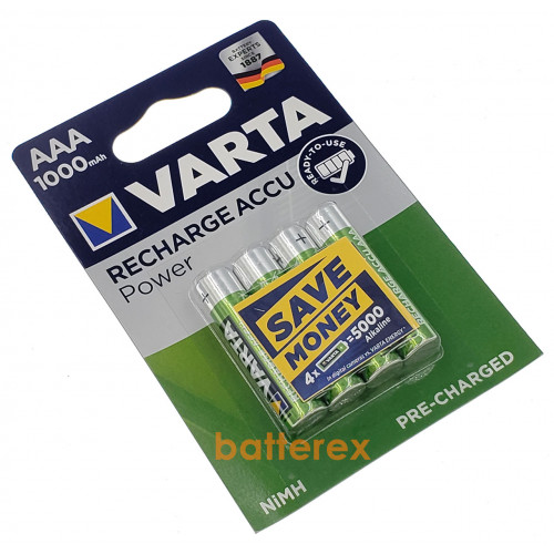 AAA Varta 1000 mah Ready-to-Use - 4 аккумулятора в блистере - оригинал