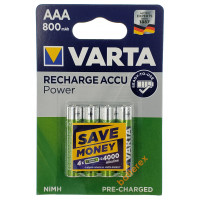 AAA Varta 800 mah Ready-to-Use - 4 аккумулятора в блистере - оригинал