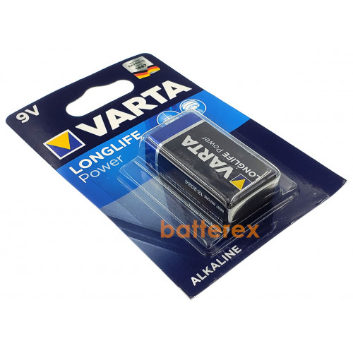 Батарейка щелочная Крона Varta Alkaline Longlife Power 9V 6F22 6LR61 для долгой работы