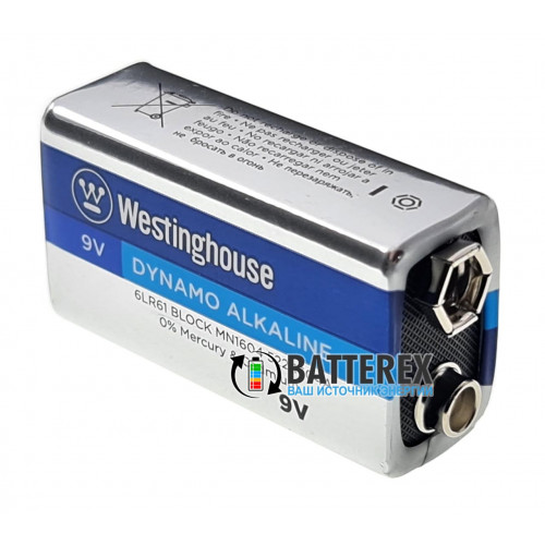 Батарейка щелочная Крона Westinghouse Dynamo Alkaline 9V 6F22 6LR61
