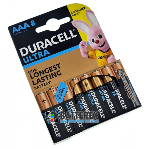 Батарейки АAА Alkaline Duracell Ultra Powercheck LR03 1.5V с проверкой уровня заряда - 8 шт. в блистере - экономичная упаковка!
