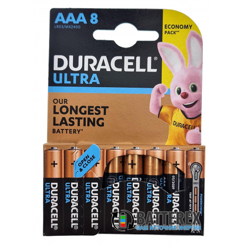 Батарейки АAА Alkaline Duracell Ultra Powercheck LR03 1.5V с проверкой уровня заряда - 8 шт. в блистере - экономичная упаковка!