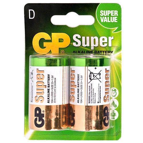 Батарейки лужні D LR20 GP Super Alkaline 1.5V - 2 шт. в блістері