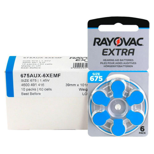 Батарейки Rayovac Extra 675 PR44 для слухового аппарата - 6 шт. в упаковке (цена за упаковку)