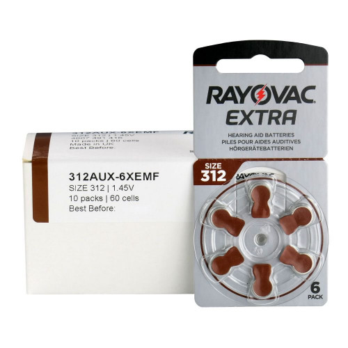 Батарейки Rayovac Extra 312 PR41 для слухового апарату - 6 шт. в упаковці (ціна за упаковку)