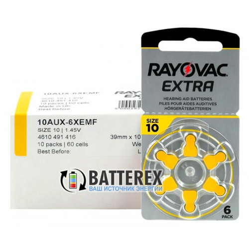 Батарейки Rayovac Extra 10 PR70 для слухового аппарата - 6 шт. в упаковке (цена за упаковку)