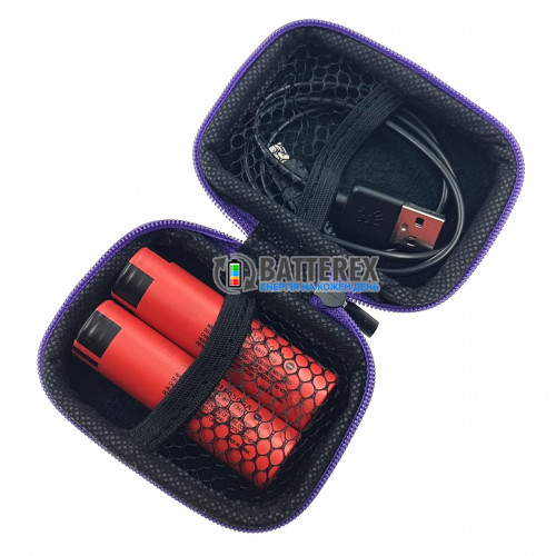 Vapcell VPC-02 black/purple - чохол на застібці для акумуляторів та аксесуарів (чорний/фіолетовий)