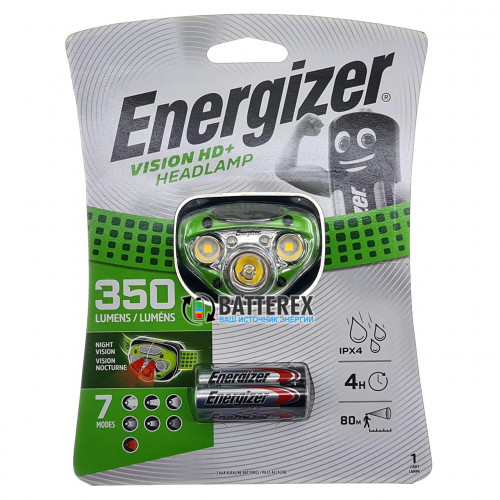 Фонарь налобный Energizer Vision HD+ 350люмен (3 AAA, 7 режимов, до 35 часов) - оригинал