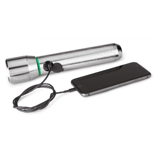 Ручний ліхтар із повербанком Energizer Vision HD Metal 1200 із водозахищеним металевим корпусом та зарядкою від USB