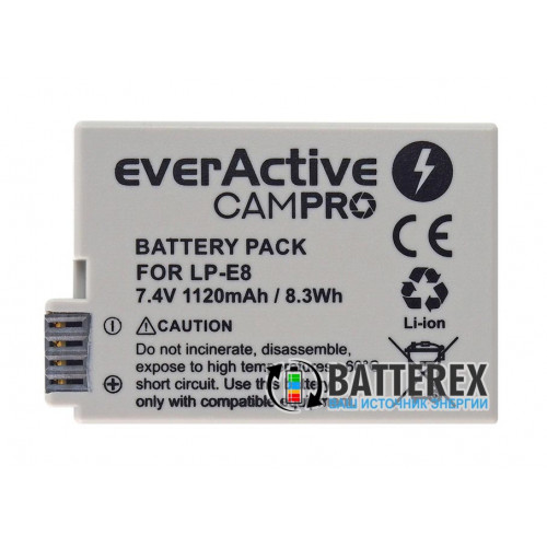 Aккумулятор Everactive CamPRO для камеры Canon LP-E8 7.4V 1120mah 8.3Wh