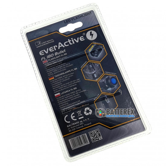 Ліхтар Everactive FL180 Bullet із регулюванням фокусу та живленням від АА або 14500