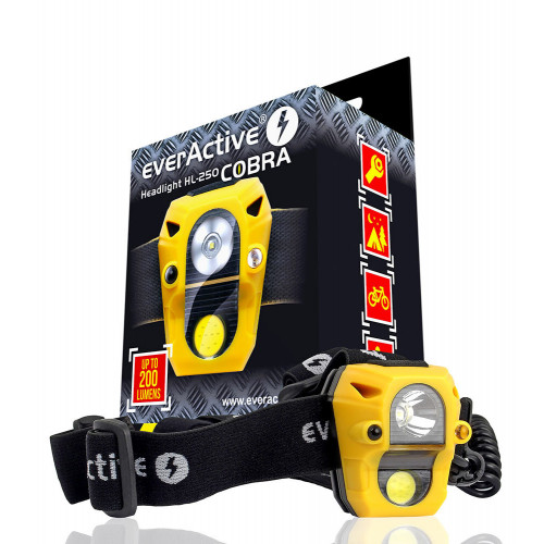 Everactive Headlight HL-250 Cobra - сенсорный налобный фонарь 200 люмен (2 источника света, питание от 3х ААА)