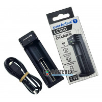 EverActive LC100 - 1-канальное зарядное устройство для Li-ion аккумуляторов разных размеров (18650, 21700, 26650, 14500, CR123A и др.)
