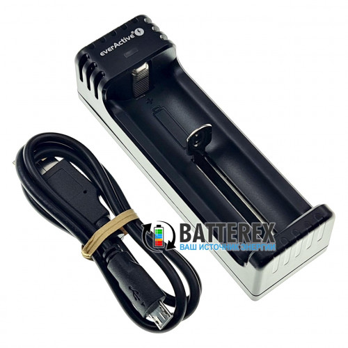 EverActive LC100 - 1-канальное зарядное устройство для Li-ion аккумуляторов разных размеров (18650, 21700, 26650, 14500, CR123A и др.)