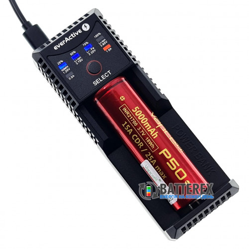EverActive UC 100 + USB Liitokala 5V 2A - універсальний зарядний пристрій для акумуляторів NiMH, Li-ion, LiFePO4 із функцією Повербанк + мережевий USB адаптер