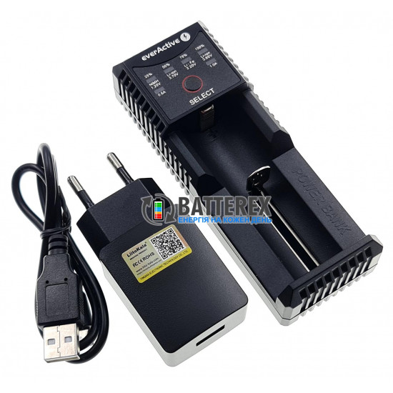 Зарядний пристрій EverActive UC 100 + мережевий адаптер USB Liitokala 5V 2A