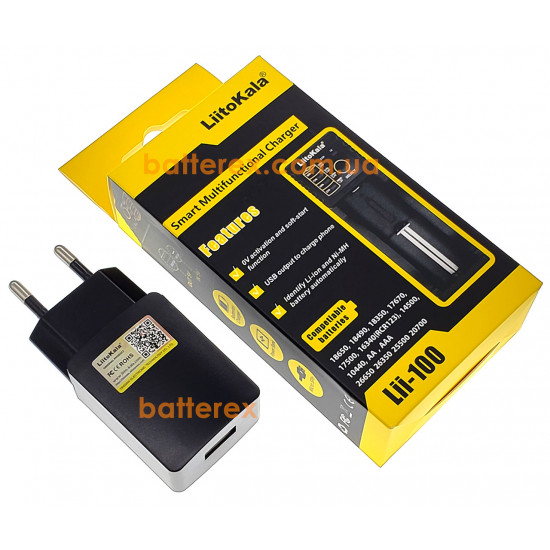 Зарядний пристрій LiitoKala Lii-100 + USB адаптер Liitokala 5V 2A