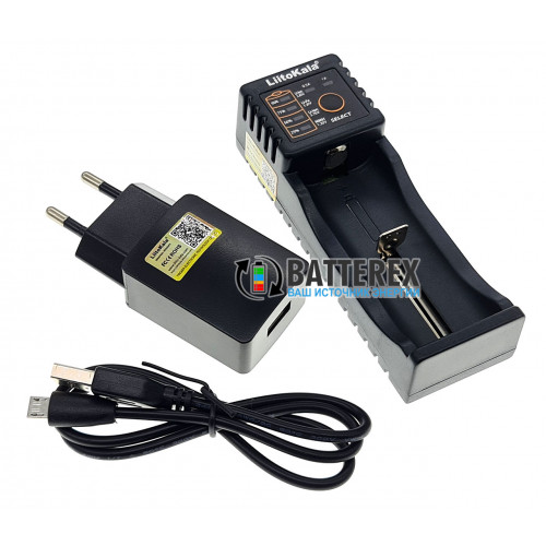 LiitoKala Lii-100B - зарядне на 1 акумулятор AA, AAA, Li-ion, LiFePO4 (версія без функції Powerbank) + мережевий USB адаптер Liitokala 5V 2A