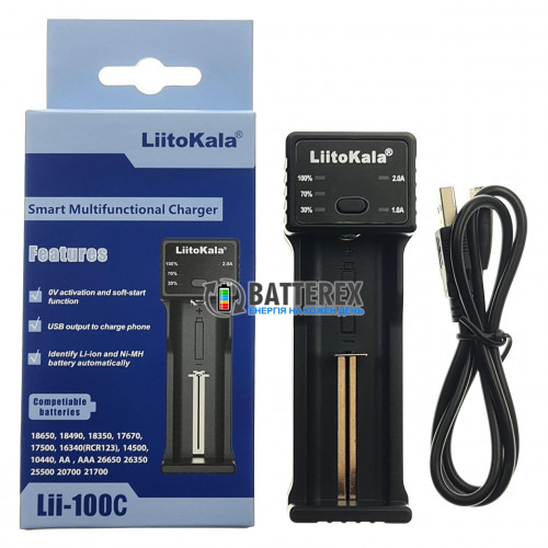 LiitoKala Lii-100C - зарядний пристрій для NiMH и Li-ion акумуляторів із функцією Повербанк та струмом заряду до 2А