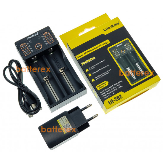 Зарядний пристрій LiitoKala Lii-202 + USB адаптер Liitokala 5V 2A