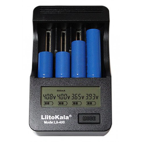 LiitoKala Lii-400 - 4х-канальная зарядка для Ni-MH/Li-ion (дисплей, функция PowerBank, выбор тока заряда). Оригинал, гарантия 12 месяцев