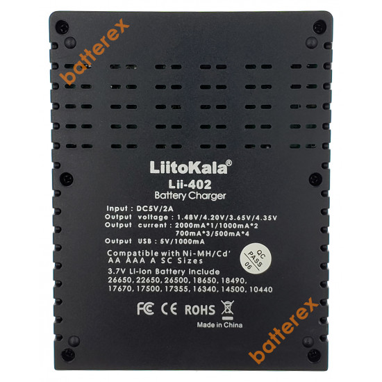 Зарядний пристрій LiitoKala Lii-402 для акумуляторів AA, AAA, Li-ion, LiFePO4
