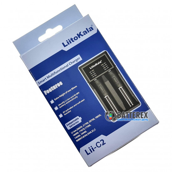 Зарядний пристрій LiitoKala Lii-C2 на 2 канали для акумуляторів Li-ion та Ni-MH довжиною до 80мм