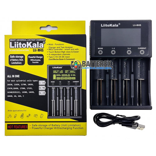 LiitoKala Lii-M4S - інтелектуальний USB зарядний пристрій для NiMH/Li-ion акумуляторів із розрядом, тестом, функцією Повербанк та сенсорним керуванням