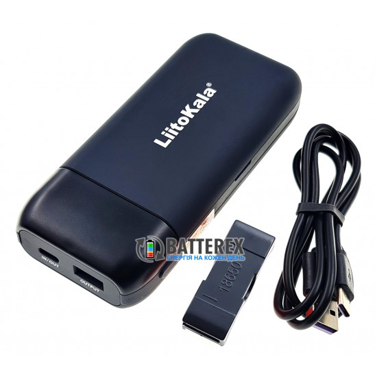 Liitokala Lii-MP2 Grey - повербанк на 2 акумулятори 18650/21700 із швидким зарядом QC3.0 и PD3.0 - сірий/чорний