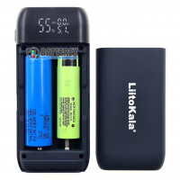Liitokala Lii-MP2 Grey - повербанк на 2 акумулятори 18650/21700 із швидким зарядом QC3.0 и PD3.0 - сірий/чорний