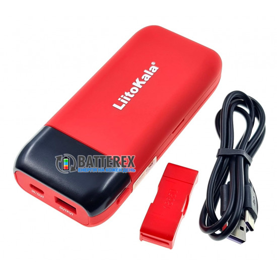 Liitokala Lii-MP2 Red - повербанк на 2 акумулятори 18650/21700 із швидким зарядом QC3.0 и PD3.0 - червоний