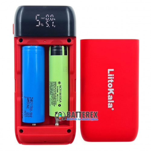 Liitokala Lii-MP2 Red - повербанк на 2 акумулятори 18650/21700 із швидким зарядом QC3.0 и PD3.0 - червоний