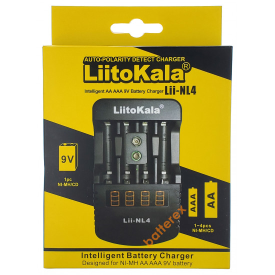 Автоматичний зарядний пристрій LiitoKala Lii-NL4 для АА, ААА, Крона